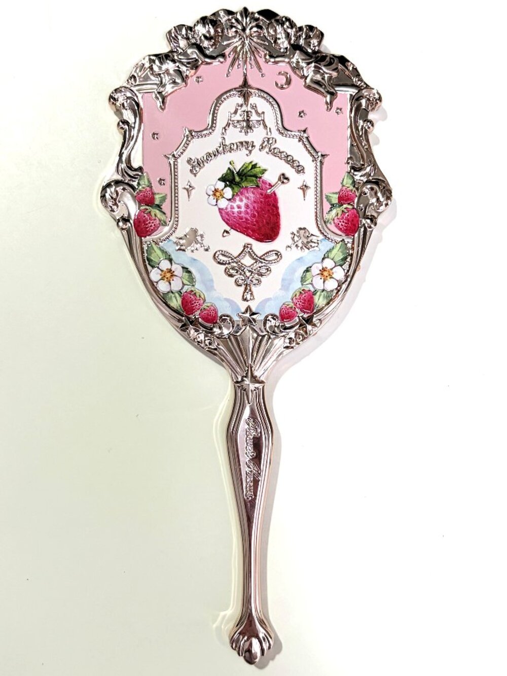 NWOT Flower Knows Strawberry Rococo Hand Mirror Soft Pink Vanity Decor